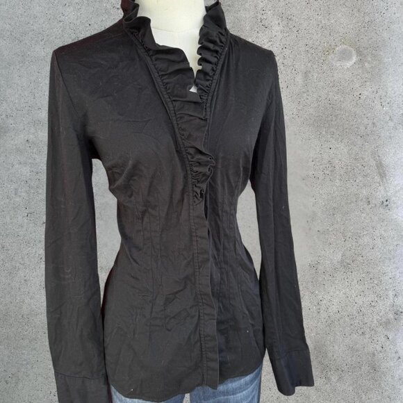 Black high neck button up top - Picture 4 of 8